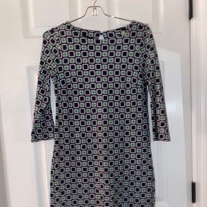 Talbots petite navy, white, and green dress